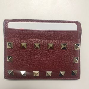 Valentino Rockstud Calfskin card holder